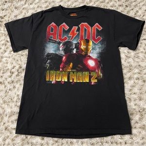 AC DC Iron Man 2 Mens Graphic T-Shirt Black Crew Neck 100% Cotton Tee M